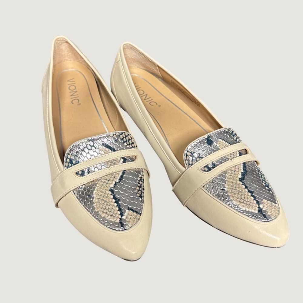 Vionic Savannah Loafers snake animal print leather office staple minimal preppy